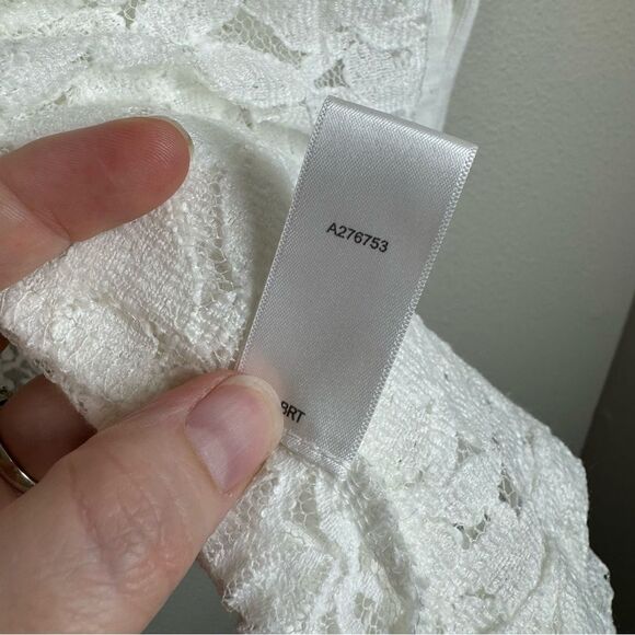 Logo By Lori Goldstein White Mixed Lace Patchwork Cardigan Open Front Large - Picture 5 of 7